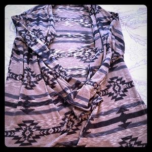 Aztec Print Open Front Cardigan